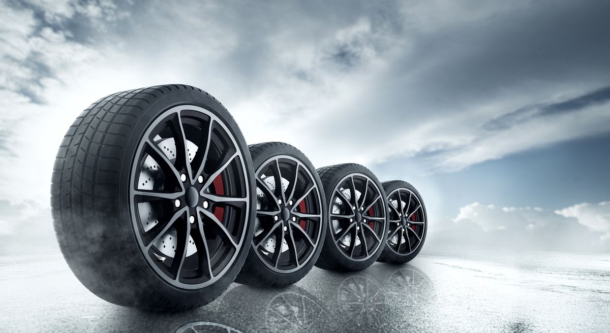 Car tires on wet roads